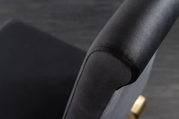 Elegantná stolička MODERN BAROQUE, čierno zlatá zamat, nerezová oceľ