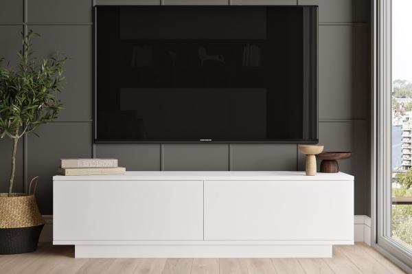 Moderný TV stolík FONDA 140 cm, MDF, biely