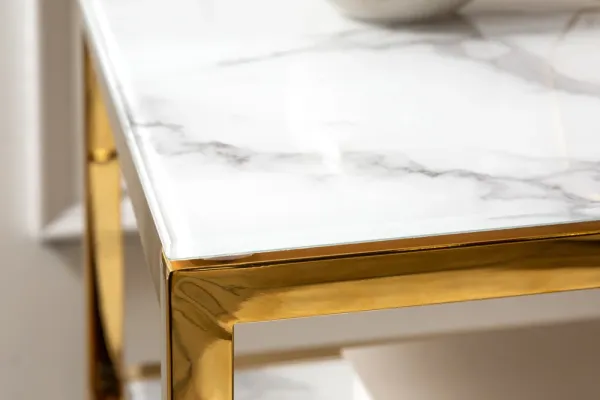 Elegantný príručný stolík ELEGANCE 45 cm, mramorový dekor, zlatý