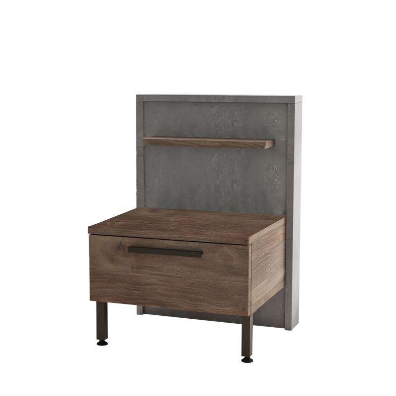 Dizajnový nočný stolík HOME 59 cm, MDF, hnedý, šedý