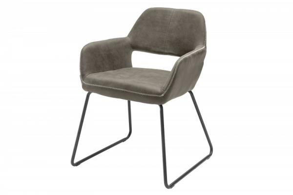 Dizajnová stolička MUSTANG starožitná taupe mikrovlákno s lakťovými opierkami