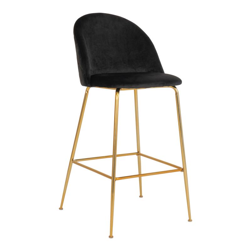 Dizajnová barová stolička LAUSANNE II, čierny zamat, zlatá