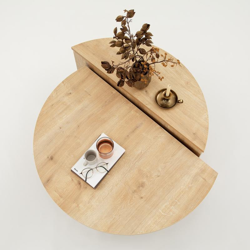 Elegantný konferenčný stolík PODIUM 90 cm, MDF, dubová dýha