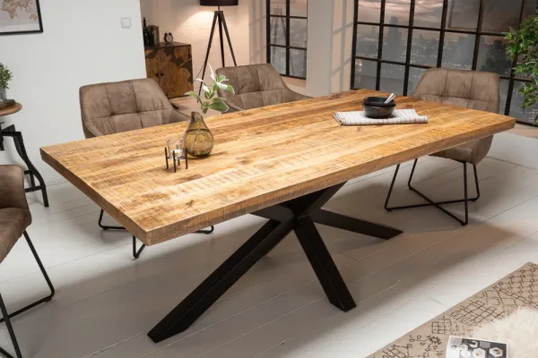 Masívny priemyselný jedálenský stôl GALAXIE 160 cm mango, prírodný