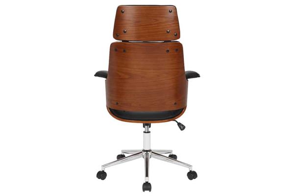 Výškovo nastaviteľná kancelárska stolička MANHATTAN, imitácia kože, orech