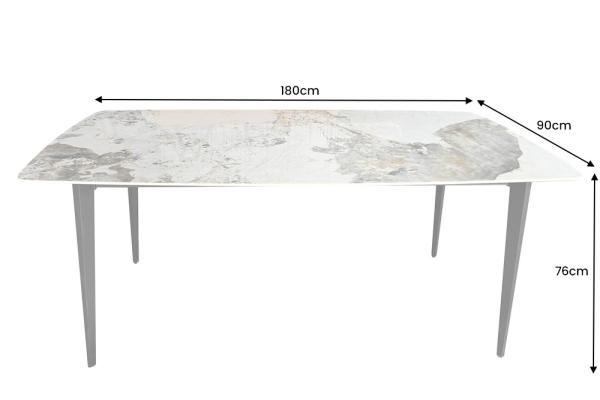 Moderný jedálenský stôl MILANO 180 cm, biely mramorovaný prírodný kameň