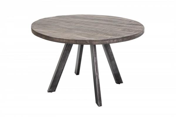 Dizajnový jedálenský stôl IRON CRAFT 120 cm okrúhly mango, šedý