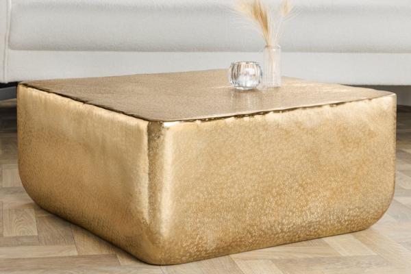 Dizajnový konferenčný stolík UNIT 70 cm, zlatý tepaný