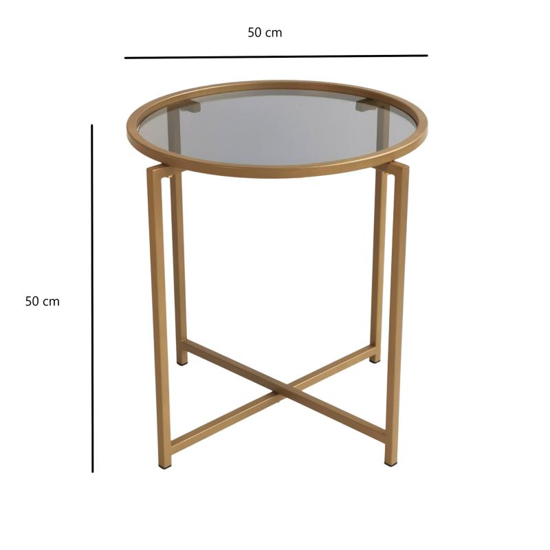 Dizajnový bočný stolík GOLD 50 cm, matný, zlatý