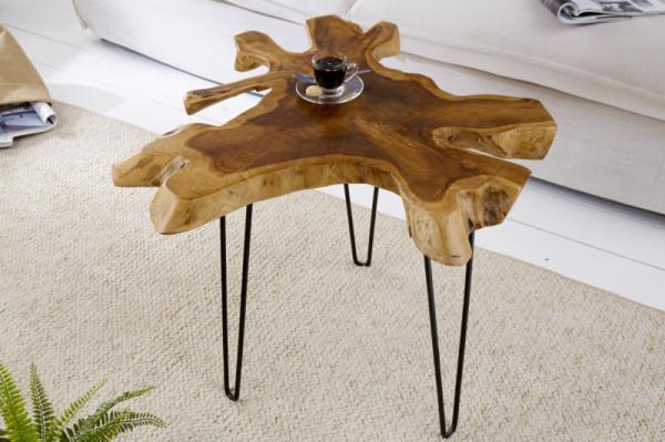 Unikátny príručný stolík WILD 60 cm teak, prírodný