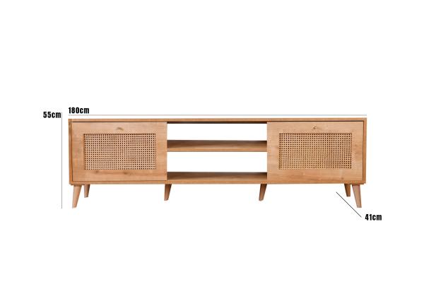 Priemyselný TV stolík HAZERAN 180 cm, MDF, dubová dýha