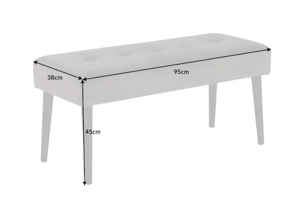 Elegantná lavica BOUTIQUE 95 cm, šedá, zamat