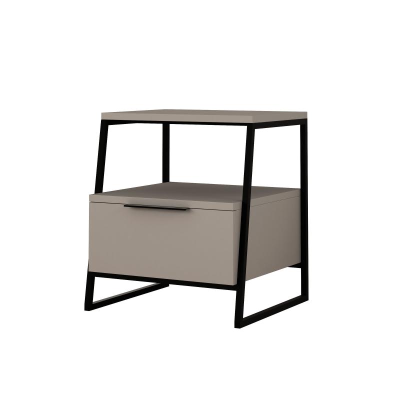 Bočný odkladací stolík PAL 50 cm, MDF, biela káva