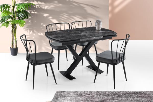 Dizajnový rozkladací stôl VIVA 120-180 cm, MDF, mramorový vzhľad