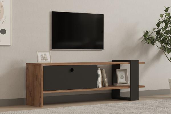 Elegantný TV stolík OVA 120 cm, MDF, dubová dýha, antracit