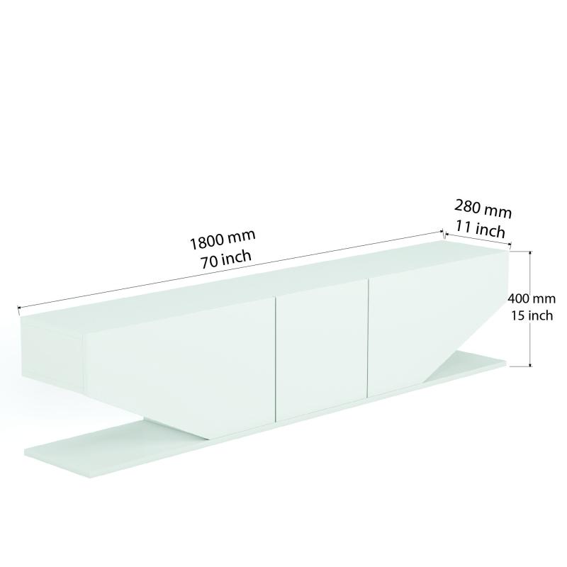 Elegantný TV stolík DIAMOND 180 cm, MDF, biely