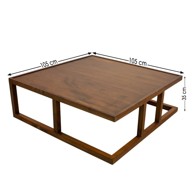 Masívny konferenčný stolík NITRA 105 cm, borovica, tmavo hnedý