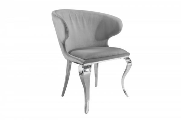 Elegantná stolička MODERN BAROQUE II zamat, šedá, strieborná