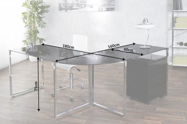 Exkluzívny dizajnový rohový stôl BIG DEAL 180 cm čierny
