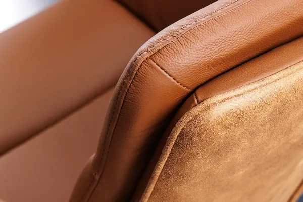 Retro stolička BIG GEORGE koňaková otočná s lakťovými opierkami, koža, mikrovlákno