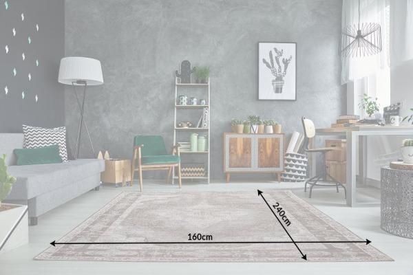 Orientálny bavlnený koberec PURE UNIQUE 240 x 160 cm geometrický vzor, svetlošedý