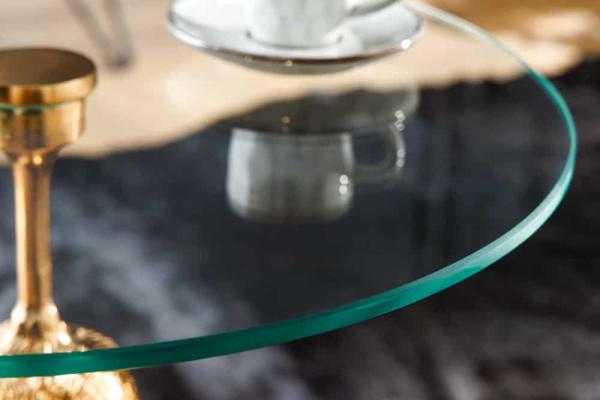 Okrúhly príručný stolík KONG 50 cm, zlatý, hliníková zliatina, sklo