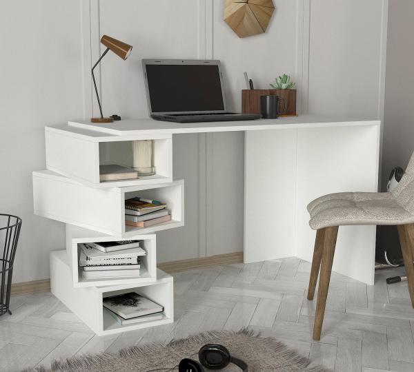 Dizajnový pracovný stôl JENGA 130 cm, MDF, biely