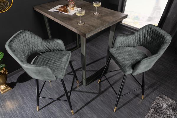Elegantná barová stolička PARIS šedo-zelená zamat