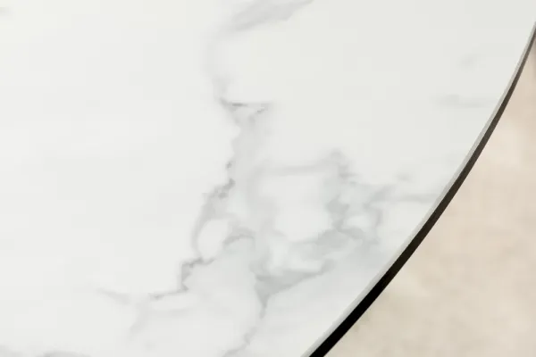 Extravagantný jedálenský stôl ELLIPSE 120 cm, biely keramický mramor