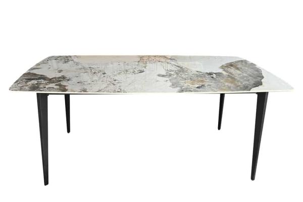Moderný jedálenský stôl MILANO 180 cm, biely mramorovaný prírodný kameň