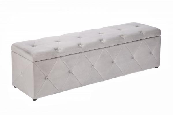 Elegantná posteľná lavica EXTRAVAGANCIA 140 cm strieborno šedá dizajn Chesterfield