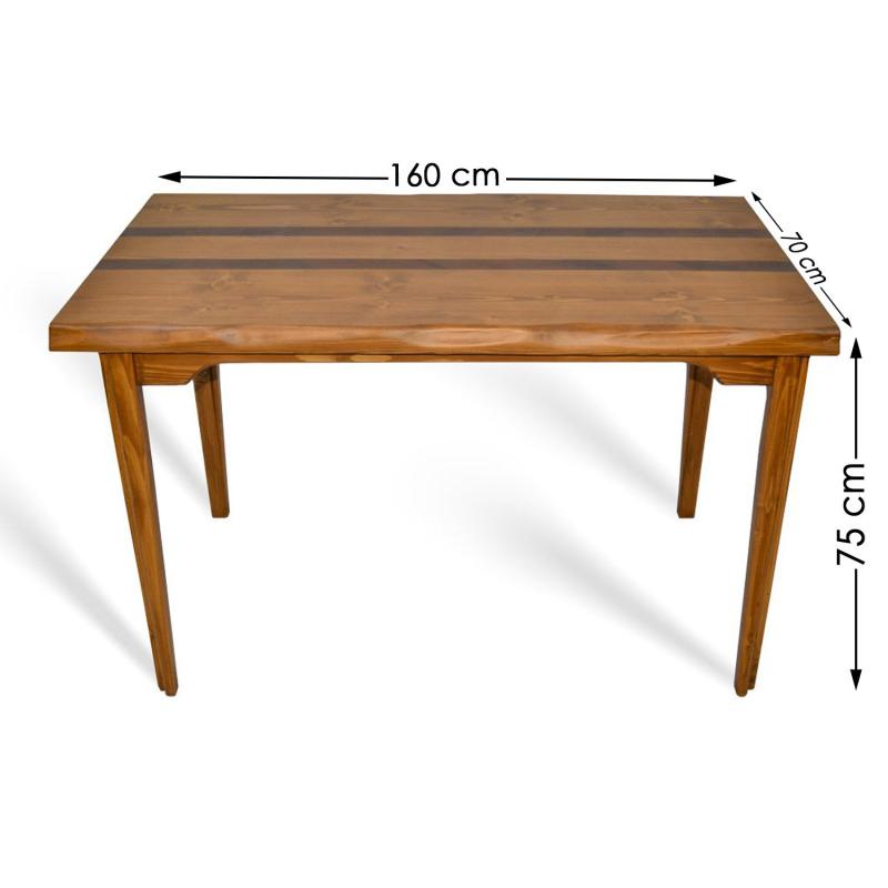 Masívny jedálenský stôl KUOKSU 160 cm, borovica, hnedý