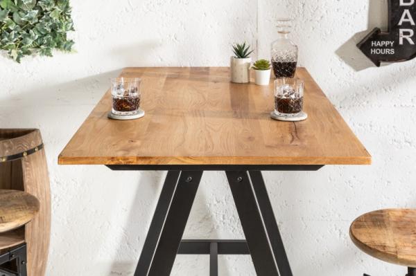 Masívny barový stôl CASTLE 120 cm prírodný priemyselný dizajn z dubového dreva