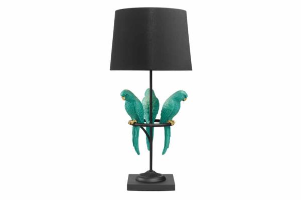 Dizajnová stolová lampa WILDLIFE 75 cm, čierna, tyrkysová
