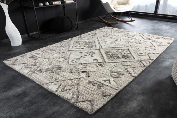 Dizajnový koberec s vysokým vlasom AZTECA 230x160 cm, šedý, bavlna
