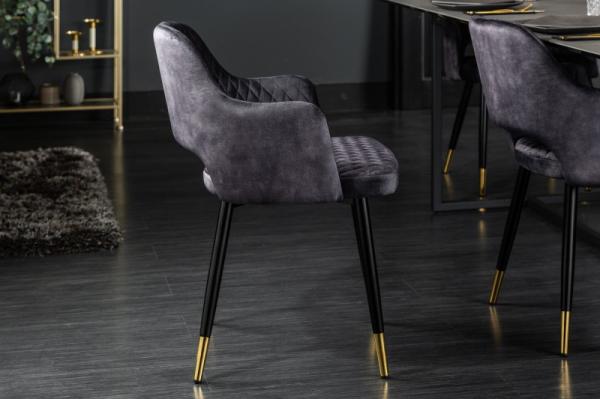 Elegantná stolička PARIS tmavo šedá zamat