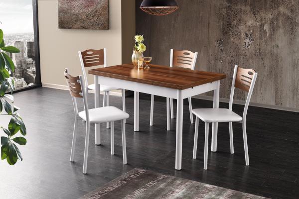 Elegantný jedálenský stôl POLO 110 - 170 cm rozkladací, orech, biely