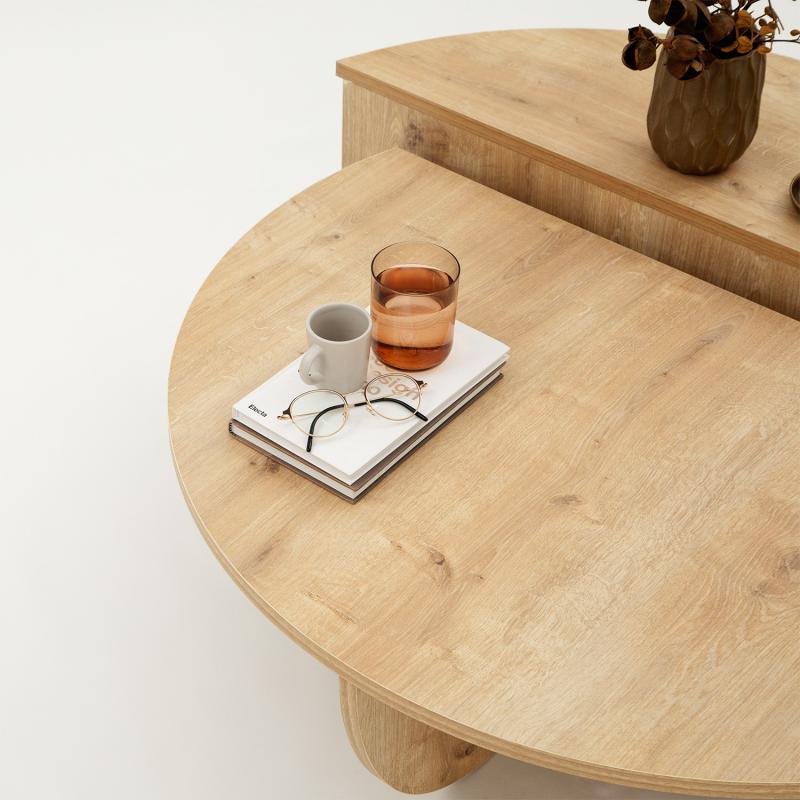 Elegantný konferenčný stolík PODIUM 90 cm, MDF, dubová dýha