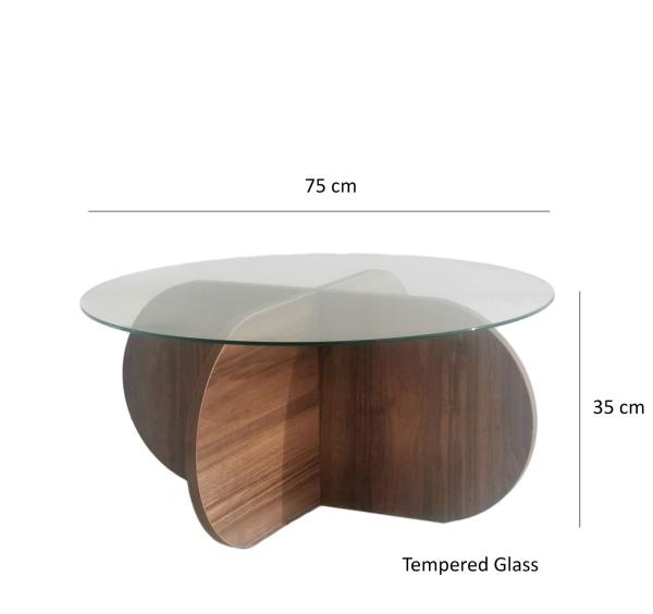 Dizajnový konferenčný stolík BUBBLE 75 cm, orech, hnedý
