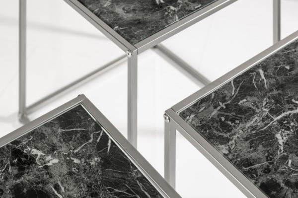 Dizajnový odkladací stolík ELEMENTS 40 cm mramorový vzhľad, čierny
