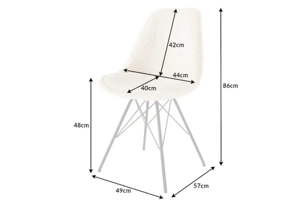 Dizajnová stolička SCANDINAVIA MEISTERSTÜCK krémová, bouclé