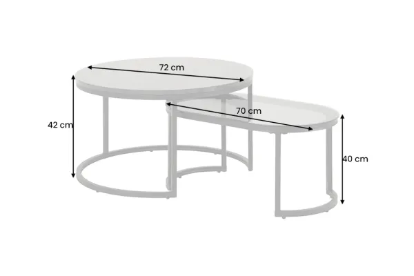 Dizajnová súprava konferenčného stolíka 2 ks ELEGANCE 70 cm, čierny mramor