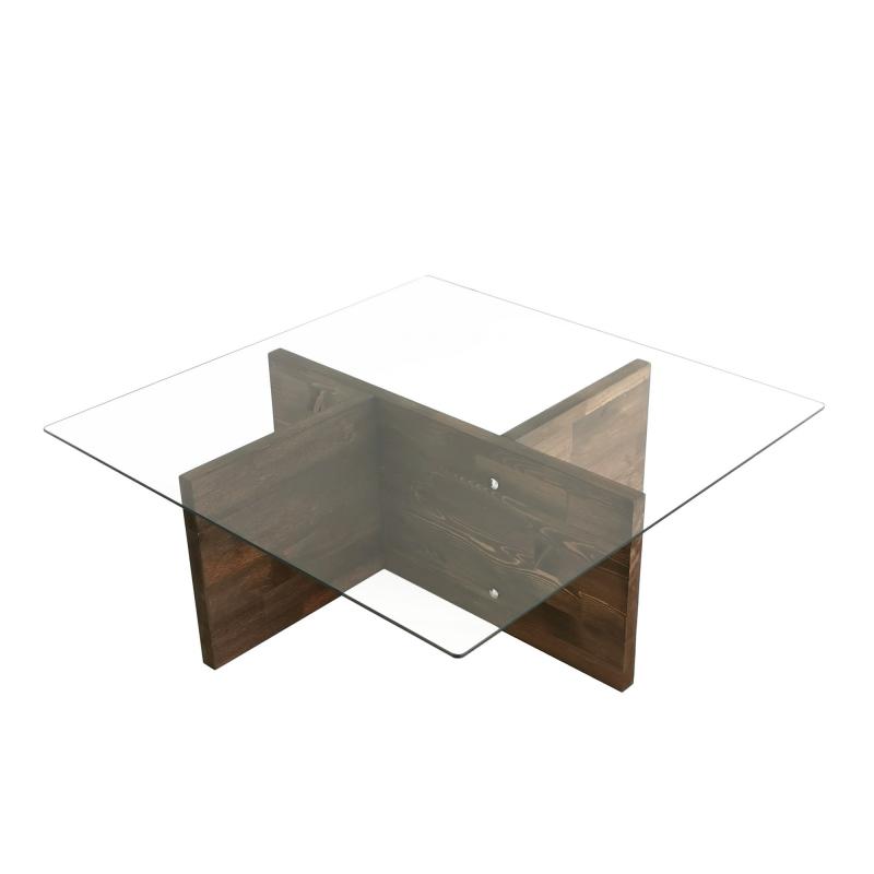 Masívny konferenčný stolík FAME 90 cm, borovica, hnedý