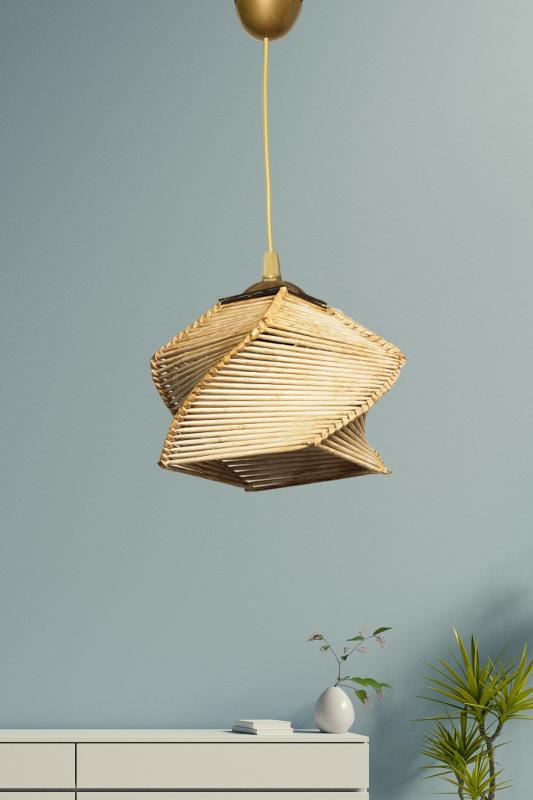 Dizajnová závesná lampa SAPA 20 cm, prírodná, matná zlatá