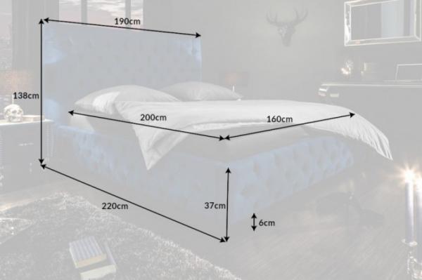 Elegantná manželská posteľ PARIS 160x200 cm tmavomodrý zamat v prevedení Chesterfield