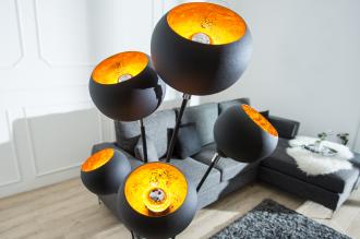 Elegantná dizajnová stojanová lampa MAGMA 170 cm čierna, zlatá