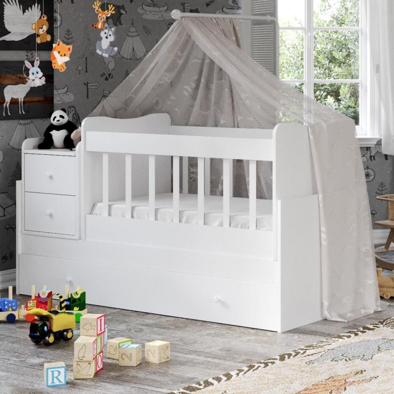 Detská posteľ SANSA 175x95 cm, MDF, biela