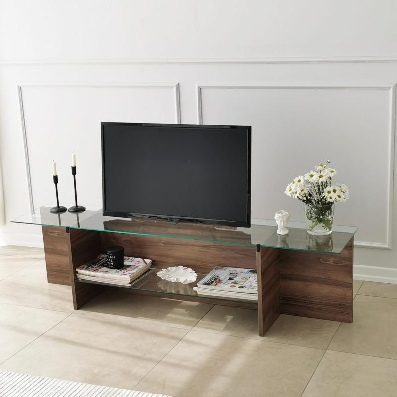 Dizajnový TV stolík ESCAPE 158 cm, MDF, hnedý