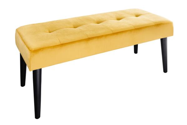 Elegantná lavica BOUTIQUE 95 cm, horčicovo žltá, zamat