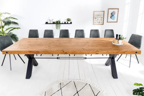 Masívny jedálenský stôl THOR 300 cm z hnedého borovicového dreva